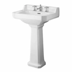 Old London Richmond 600mm Traditional 3TH Basin & Full Pedestal