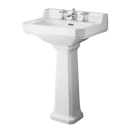 Old London Richmond 600mm Traditional 3TH Basin & Full Pedestal 1 Old London Richmond 600mm Traditional 3TH Basin & Full Pedestal