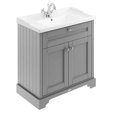 Old London 800mm 2-Door Cabinet & Basin - Storm Grey 1 Old London 800mm 2-Door Cabinet & Basin - Storm Grey
