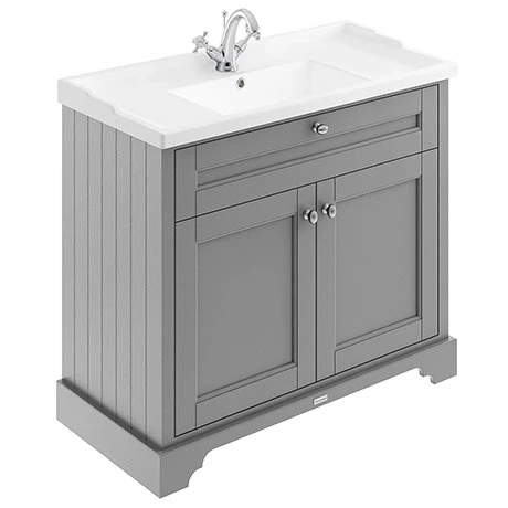 Old London 1000mm 2-Door Cabinet & Basin - Storm Grey 1 Old London 1000mm 2-Door Cabinet & Basin - Storm Grey