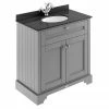 Old London 800mm Cabinet & Single Bowl Black Marble Top - Storm Grey