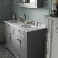 Old London 1200mm Cabinet & Double Bowl Grey Marble Top - Storm Grey 6 Old London 1200mm Cabinet & Double Bowl Grey Marble Top - Storm Grey -Old London Shop LOF268 D2 460