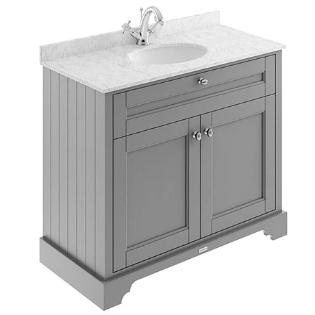 Old London 1000mm Cabinet & Single Bowl Grey Marble Top - Storm Grey 1 Old London 1000mm Cabinet & Single Bowl Grey Marble Top - Storm Grey