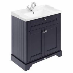 Old London 800mm 2-Door Cabinet & Basin - Twilight Blue