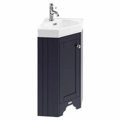 Old London Corner Vanity Unit - Twilight Blue - 595mm With Brushed Nickel Handle - LOF309