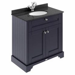 Old London 800mm Cabinet & Single Bowl Black Marble Top - Twilight Blue