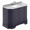 Old London Twilight Blue Art Deco 1000mm Angled Cabinet With Grey Marble Basin Top