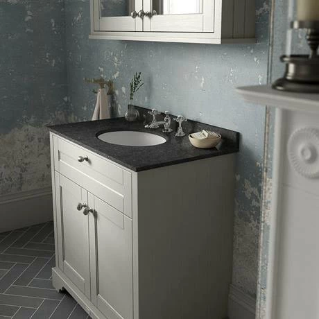 Old London 800mm Cabinet & Single Bowl Black Marble Top - Timeless Sand 2 Old London 800mm Cabinet & Single Bowl Black Marble Top - Timeless Sand - Image 2
