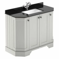 Old London Timeless Sand Art Deco 1000mm Angled Cabinet With Black Marble Basin Top