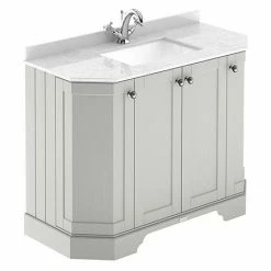 Old London Timeless Sand Art Deco 1000mm Angled Cabinet With White Marble Basin Top