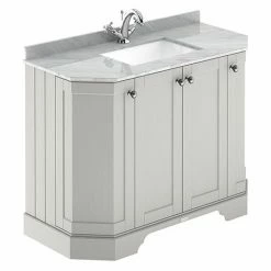 Old London Timeless Sand Art Deco 1000mm Angled Cabinet With Grey Marble Basin Top