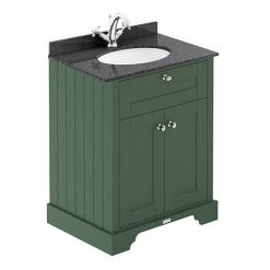 Old London 600mm Cabinet & Single Bowl Black Marble Top - Hunter Green