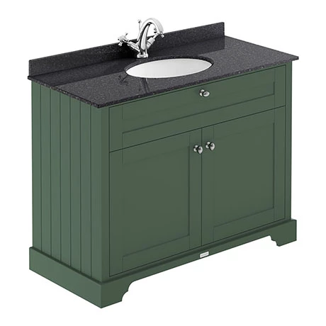 Old London 1000mm Cabinet & Single Bowl Black Marble Top - Hunter Green 1 Old London 1000mm Cabinet & Single Bowl Black Marble Top - Hunter Green