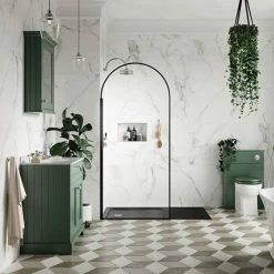 Old London 1000mm Cabinet & Single Bowl Grey Marble Top - Hunter Green -Old London Shop LOF878 D3 460