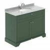 Old London 1000mm Cabinet & Single Bowl Grey Marble Top - Hunter Green