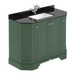 Old London Hunter Green Art Deco 1000mm Angled Cabinet With Black Marble Basin Top