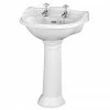 Old London Chancery Traditional 2TH Basin & Full Pedestal - Various Size Options
