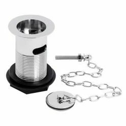 Old London - Chrome Basin Waste With Brass Plug & Link Chain - LDW006